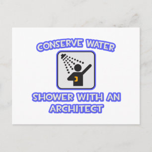 Conserve Water .. Shower With an Architect Postcard
