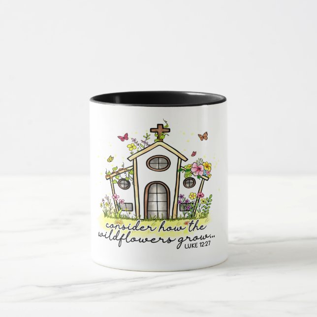"CONSIDER HOW THE WILDFLOWERS GROW" BIBLE VERSE  MUG (Center)