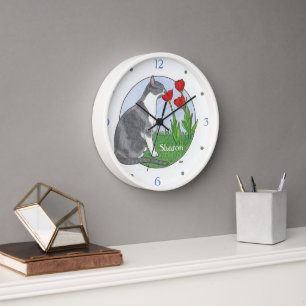 Consider the Flowers Cat with Tulips Personalised Clock