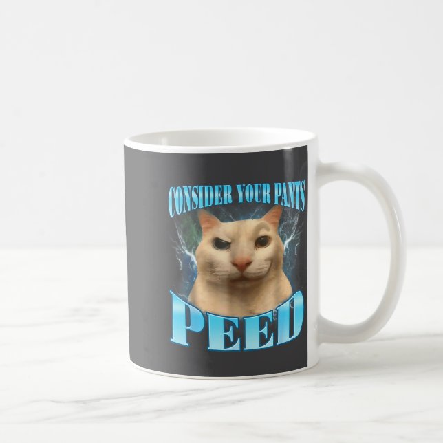 Consider Your Pants Peed Funny Freak Cat Meme Humo Coffee Mug (Right)