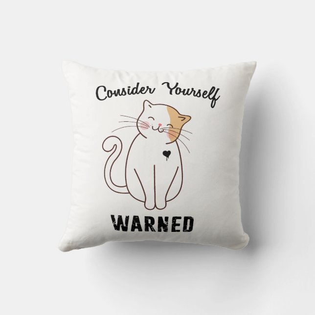 Consider Yourself Warned Evil Cat Cushion (Back)