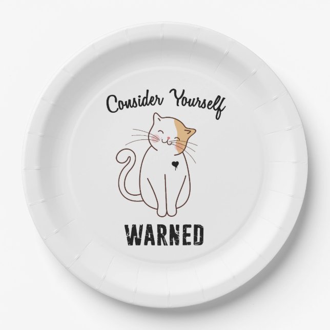 Consider Yourself Warned Evil Cat Paper Plate (Front)