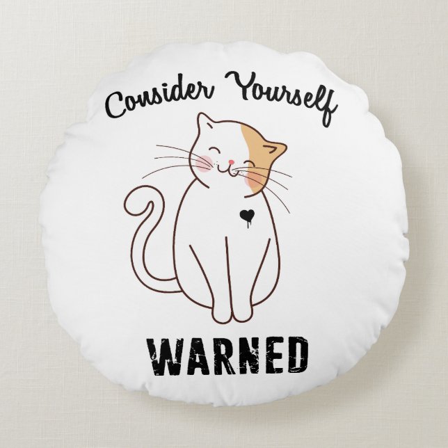Consider Yourself Warned Evil Cat Throw Pillow (Front)