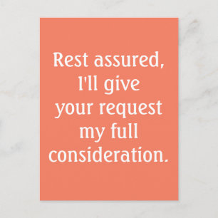 Considering Your Request Amber Typography Postcard