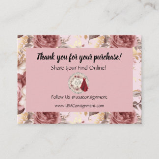 Consignment Design Business Enclosure Cards