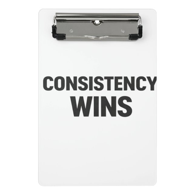 Consistency Wins – Minimal Motivation Notebook Mini Clipboard (Front)