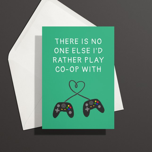 Console Gamer Love Anniversary Card ("no one else I'd rather play co-op with" anniversary card for console gamers)