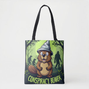 Conspiracy Beaver   Funny Cryptid Hunter Tote Bag