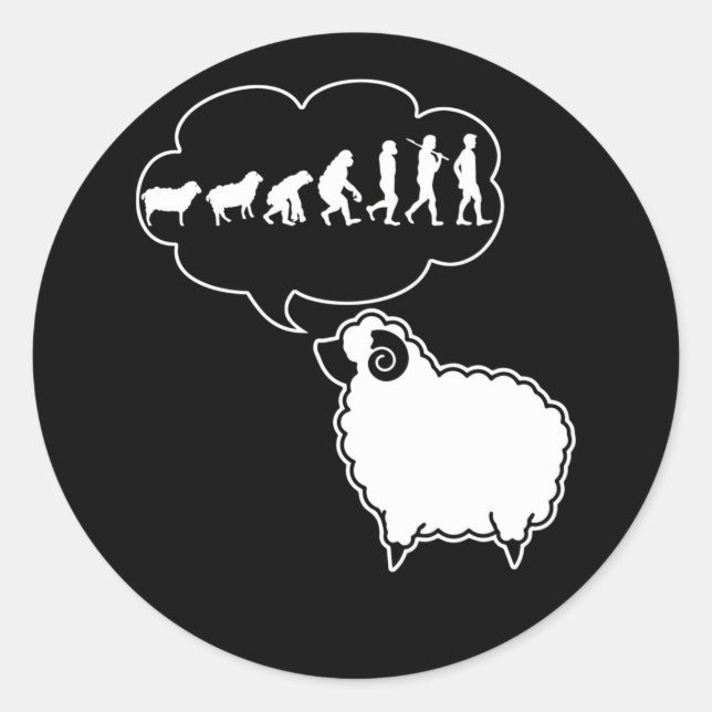 Conspiracy Theorist Human Evolution Wake Up Sheep Classic Round Sticker (Front)