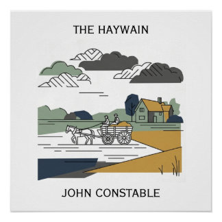 Constable’s Haywain Line Art Illustration Poster