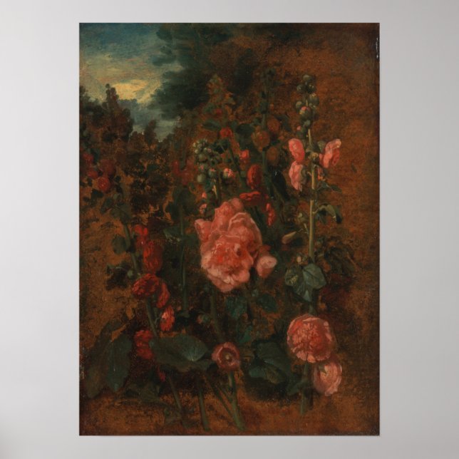 Constable - Study Of Hollyhocks Poster (Front)