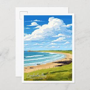 Constantine Bay Cornwall Art Travel  illustration Postcard