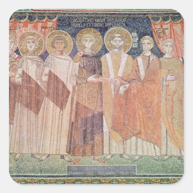 Constantine IV granting Bishop privileges Square Sticker (Front)