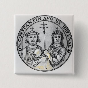 Constantine VI  and his Mother Irene 15 Cm Square Badge