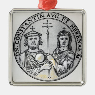 Constantine VI and his Mother Irene Metal Tree Decoration