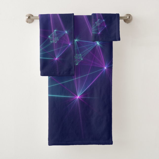 Constellation, Abstract Fantasy Fractal Art Bath Towel Set (Insitu)