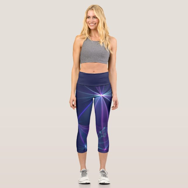 Constellation, Abstract Fantasy Fractal Art Capri Leggings (Front)