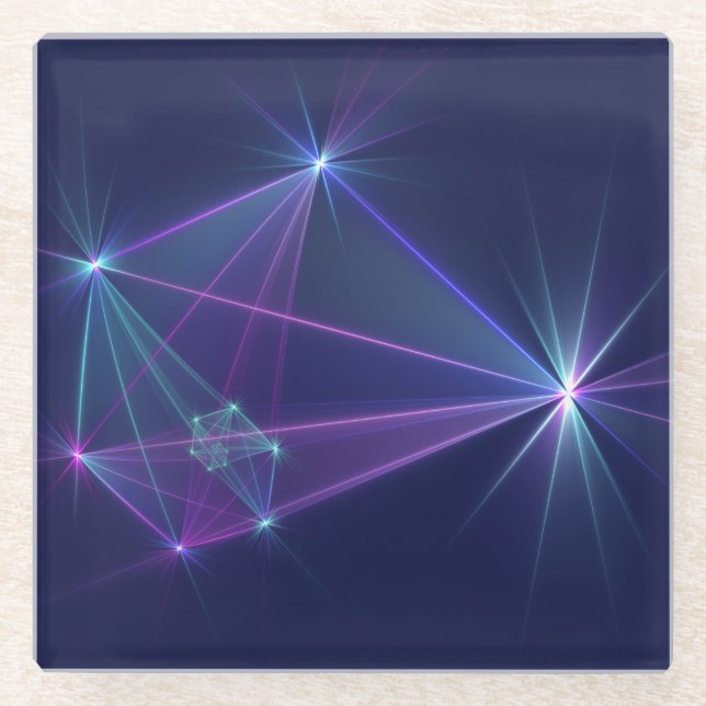 Constellation, Abstract Fantasy Fractal Art Glass Coaster (Front)