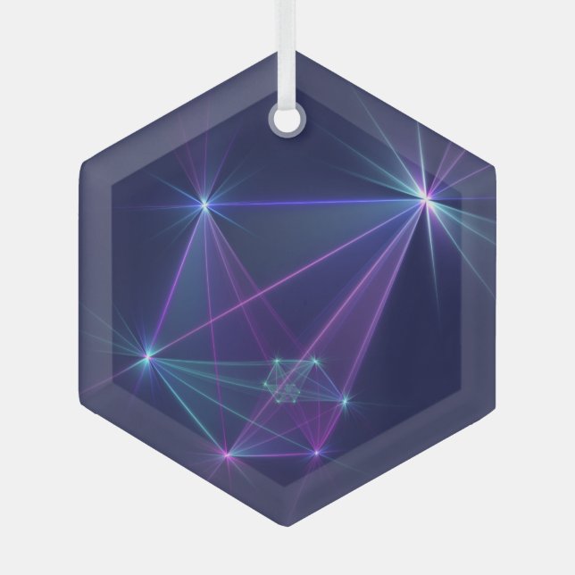 Constellation, Abstract Fantasy Fractal Art Glass Tree Decoration (Front)