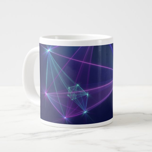 Constellation, Abstract Fantasy Fractal Art Large Coffee Mug (Front Left)