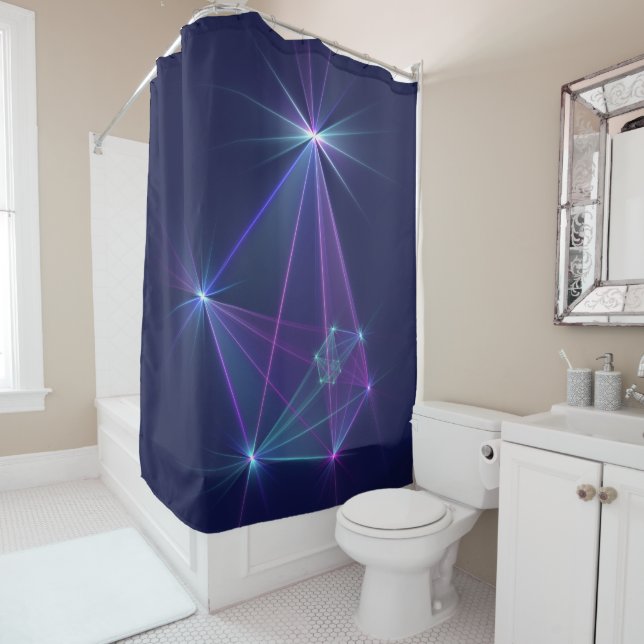 Constellation, Abstract Fantasy Fractal Art Shower Curtain (In Situ)