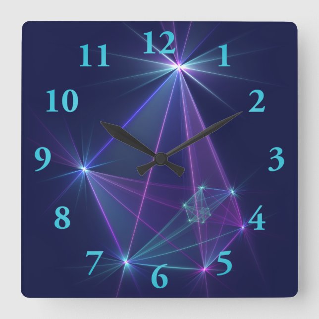 Constellation, Abstract Fantasy Fractal Art Square Wall Clock (Front)