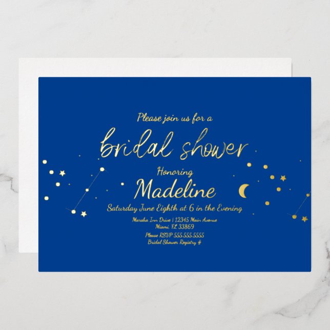Constellation Gold Wedding Foil Pressed Invitation (Front/Back)