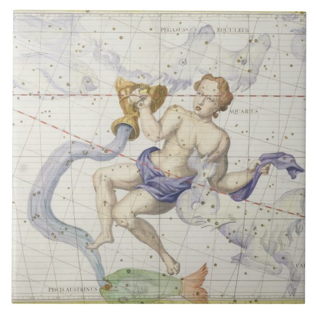 Constellation of Aquarius, plate 9 from 'Atlas Coe Ceramic Tile (Front)