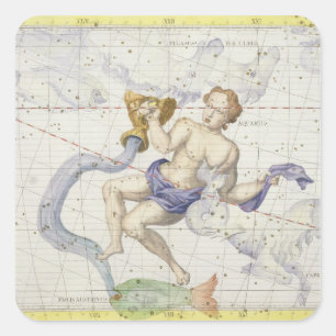 Constellation of Aquarius, plate 9 from 'Atlas Coe Square Sticker