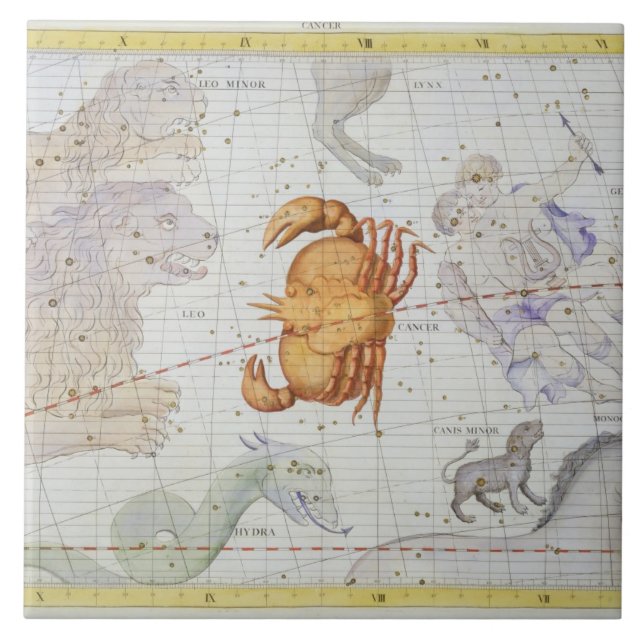 Constellation of Cancer, plate 4 from 'Atlas Coele Ceramic Tile (Front)
