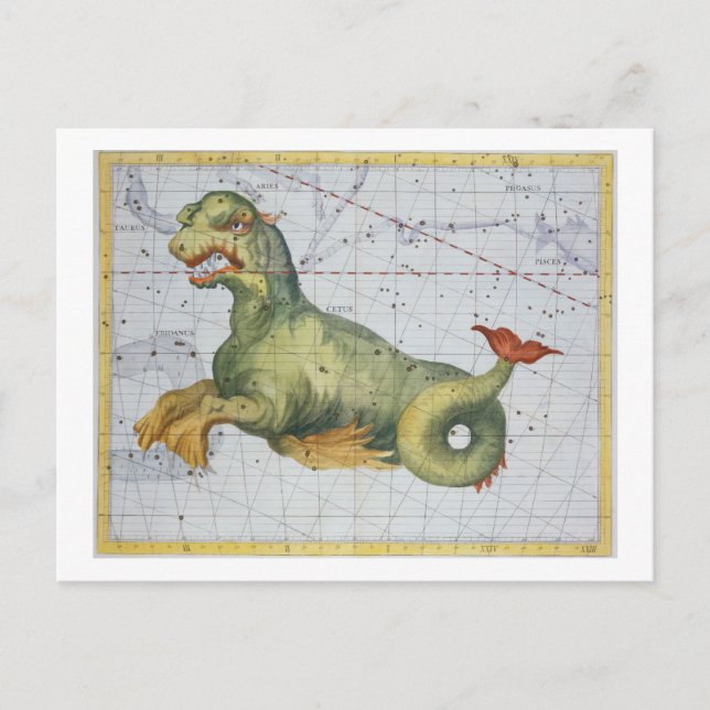 Constellation of Cetus the Whale, from 'Atlas Coel Postcard (Front)
