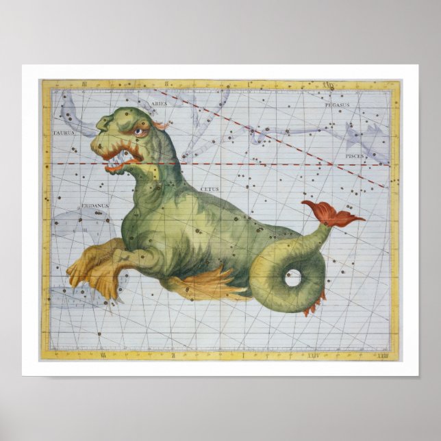 Constellation of Cetus the Whale, from 'Atlas Coel Poster (Front)