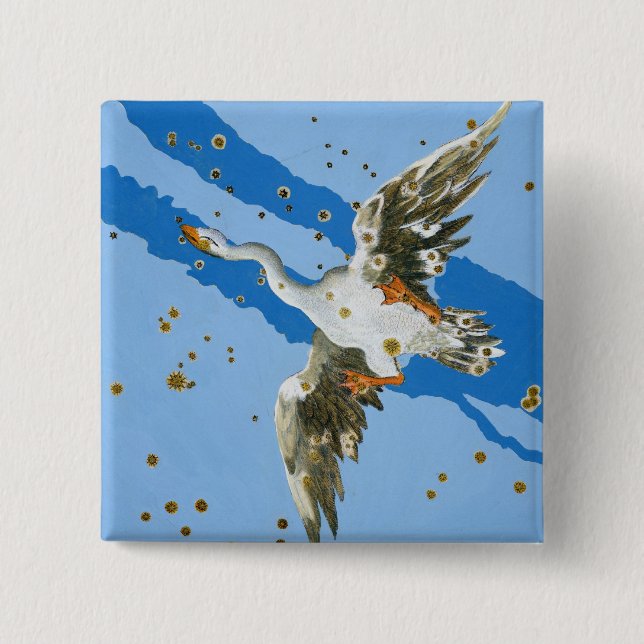 Constellation of Cygnus, from 'Uranometria' writte 15 Cm Square Badge (Front)