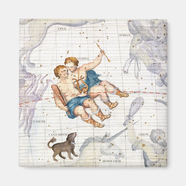 Constellation of Gemini with Canis Minor, plate 13 Magnet (Front)