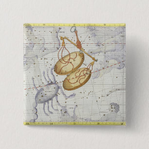 Constellation of Libra, plate 7 from 'Atlas Coeles 15 Cm Square Badge