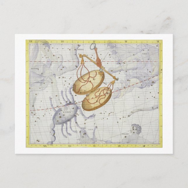 Constellation of Libra, plate 7 from 'Atlas Coeles Postcard (Front)