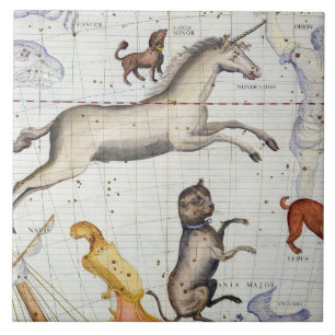 Constellation of Monoceros with Canis Major and Mi Ceramic Tile