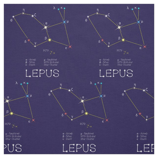 Constellation Of Stars Lepus Or Rabbit Fabric (Swatch)
