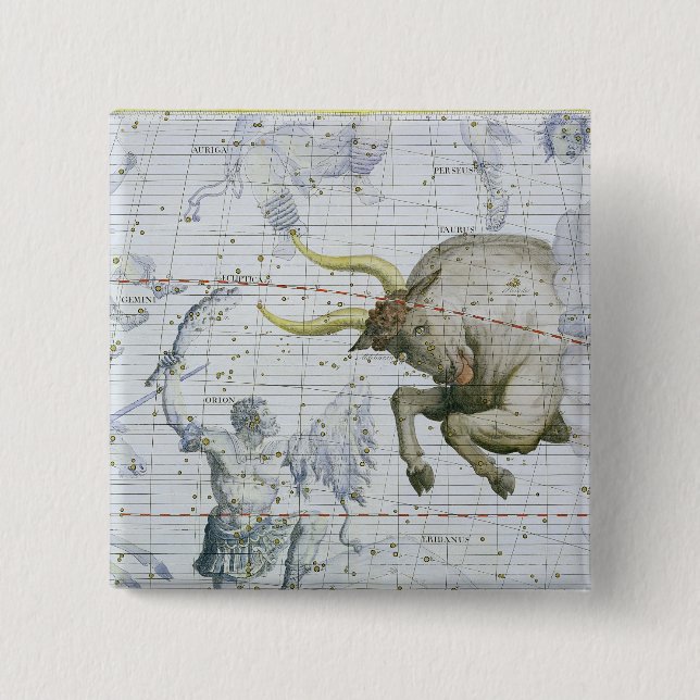 Constellation of Taurus, plate 2 from 'Atlas Coele 15 Cm Square Badge (Front)