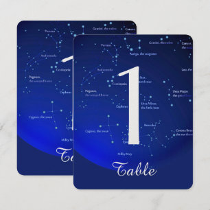Constellation on Blue Wedding Table Number