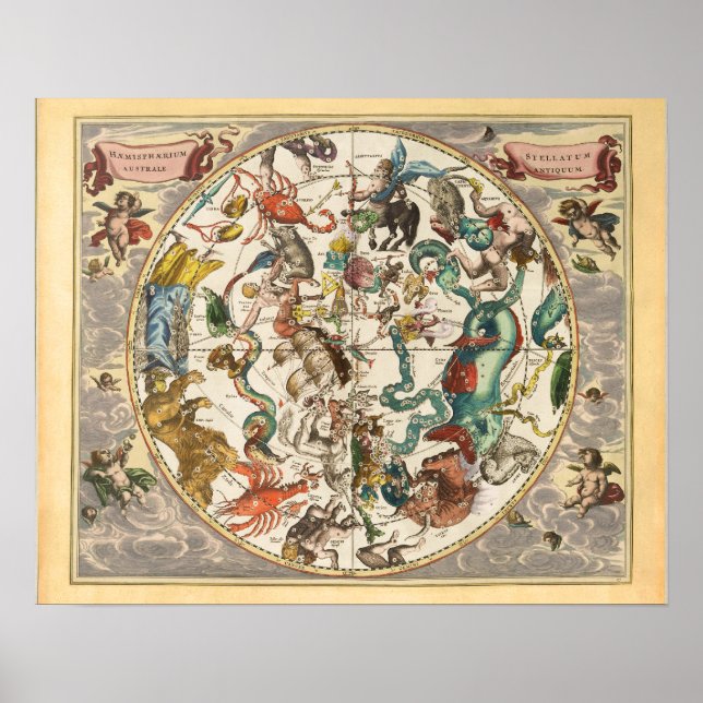 Constellation Sky Celestial Zodiac Star Map  Poster (Front)