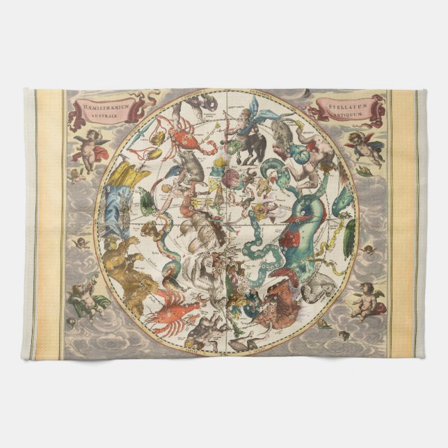 Constellation Sky Celestial Zodiac Star Map  Tea Towel (Horizontal)