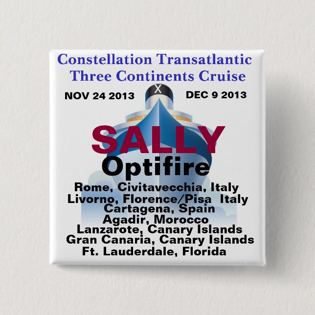 Constellation Transatlantic Three Continent Cruise 15 Cm Square Badge (Front)