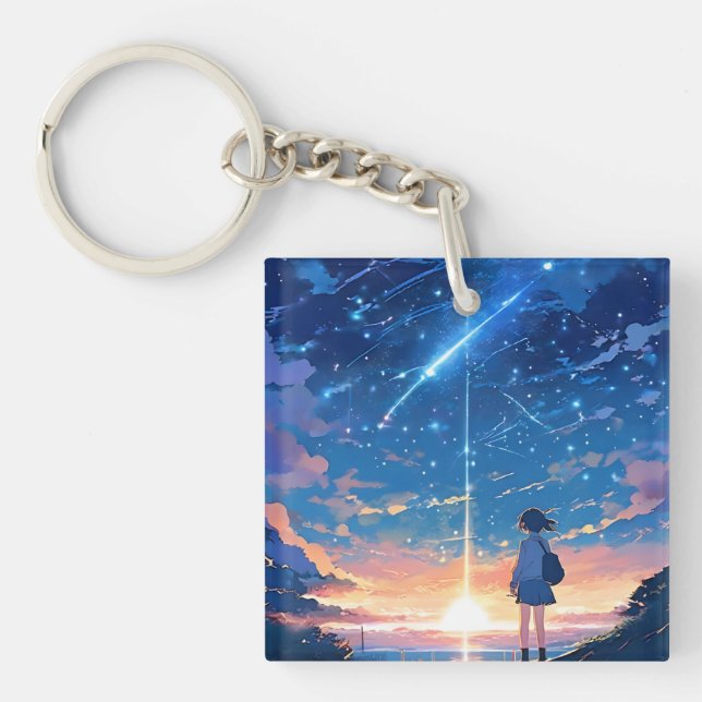 constellation with shooting stars key ring (Front)