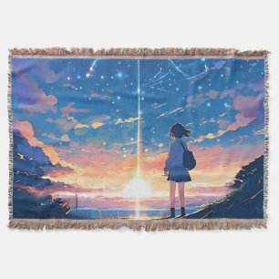 constellation with shooting stars throw blanket