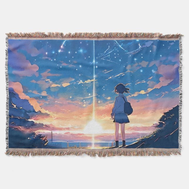 constellation with shooting stars throw blanket (Front)