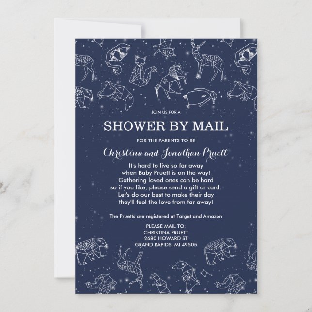 Constellations Baby Shower By Mail Long Distance Invitation (Front)