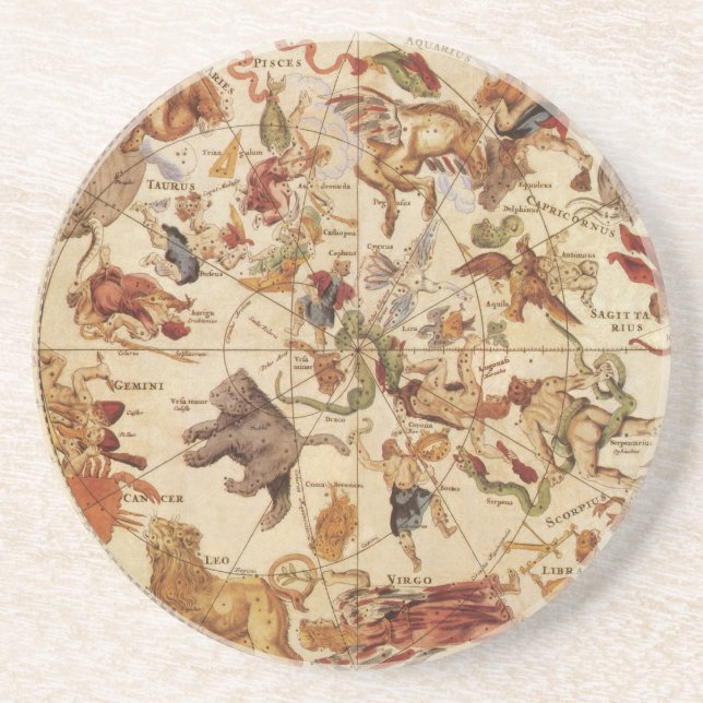Constellations, Vintage Astronomy, Frederik de Wit Coaster (Front)
