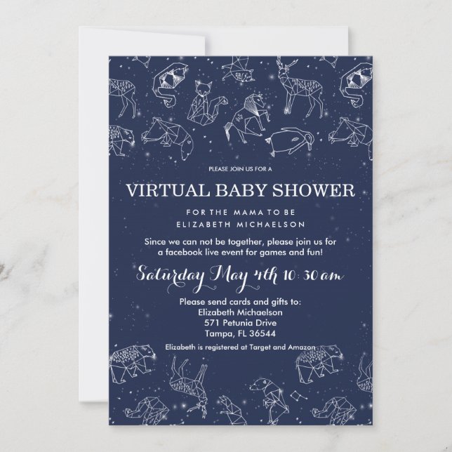 Constellations Virtual Live Baby Shower Invitation (Front)