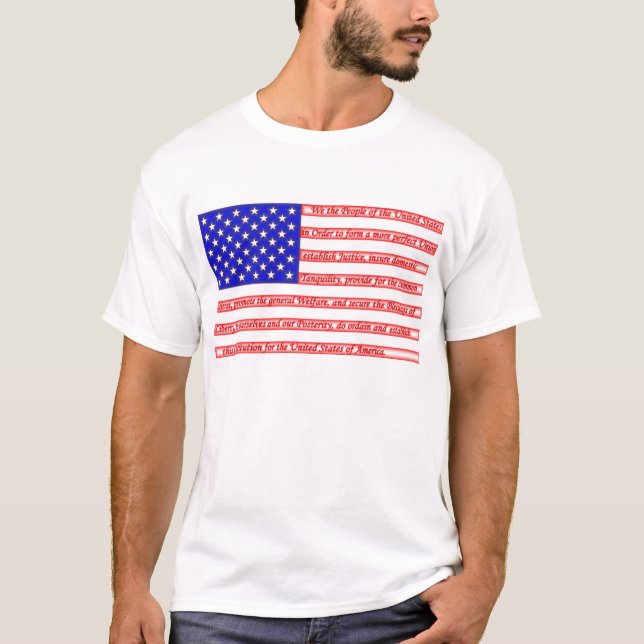 Constitution Preamble on "Old Glory" T-Shirt (Front)
